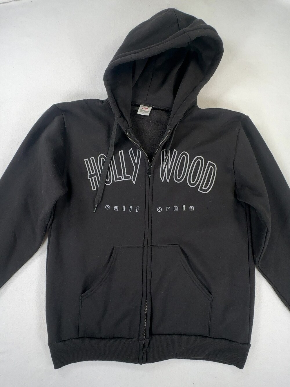 Hill Hollywood California Full Zip Hoodie Sweatshirt Black Size Large